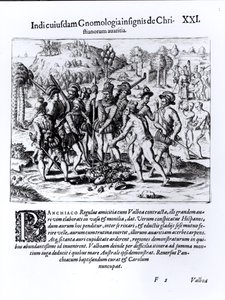 Vasco Nunez de Balboa die de Hebzucht van Christenen Demonstreert